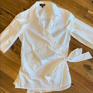 The Limited White Long Sleeved Wrap shirt